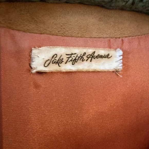 Vintage Saks Fifth Avenue Suede Blonde Mink Collared Mod 1960s Coat Medium - Picture 7 of 12